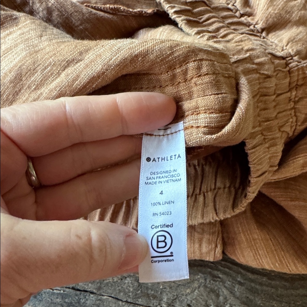 Athleta Cabo linen textured wide leg pants like new size 4 small - Picture 6 of 9